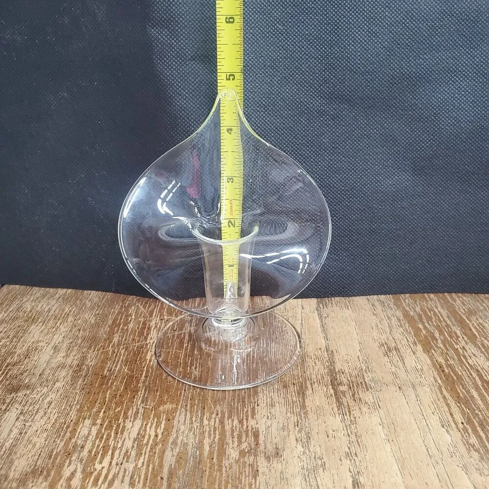 Vintage Clear Glass Jack In The Pulpit Taper Candle Holders Pair Calla Lily
